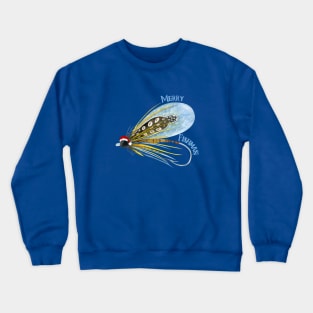 Merry Fishmas Fly Fishing Crewneck Sweatshirt